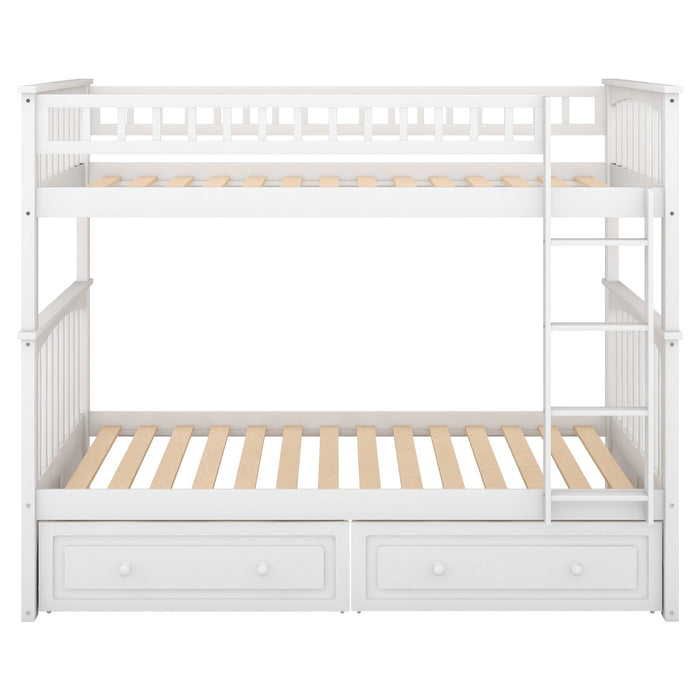 Twin over Twin Bunk Bed with Drawers Convertible Beds - Gear Elevation