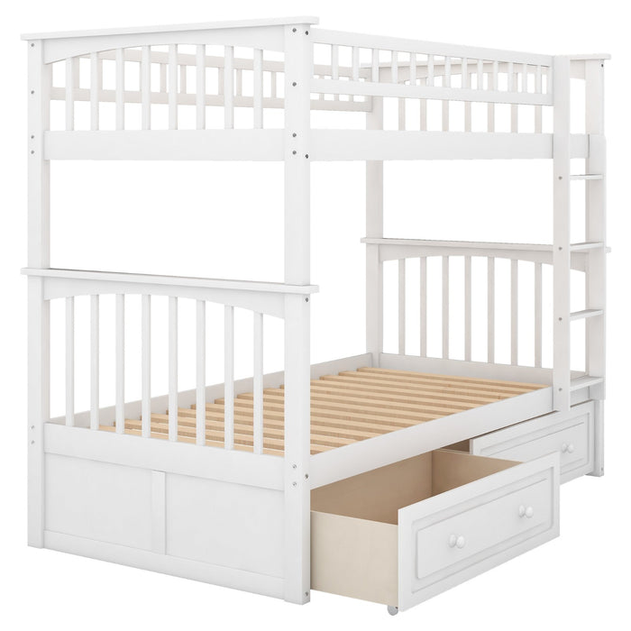 Twin over Twin Bunk Bed with Drawers Convertible Beds - Gear Elevation