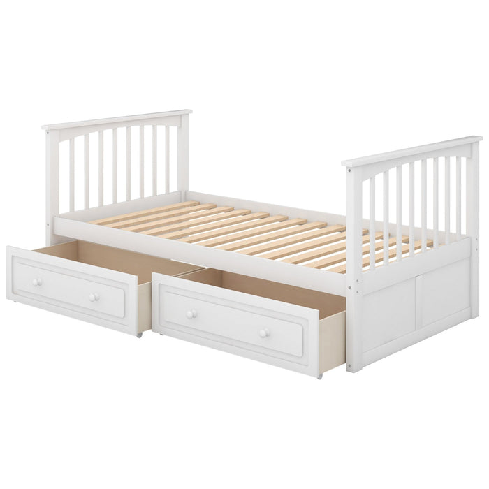 Twin over Twin Bunk Bed with Drawers Convertible Beds - Gear Elevation