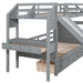 Twin over Twin Bunk Bed with Storage Staircase, Slide and Drawers, Desk with Drawers and Shelves - Gear Elevation