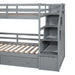 Twin over Twin Bunk Bed with Storage Staircase, Slide and Drawers, Desk with Drawers and Shelves - Gear Elevation