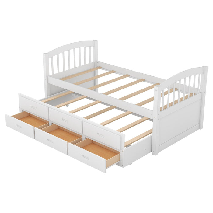 Twin over Twin Wood Bunk Bed with Trundle and Drawers - Gear Elevation
