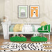 Twin Size Daybed with Desk, Green Leaf Shape Drawers, and Shelves - Gear Elevation