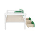 Twin Size Daybed with Desk, Green Leaf Shape Drawers, and Shelves - Gear Elevation