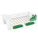 Twin Size Daybed with Desk, Green Leaf Shape Drawers, and Shelves - Gear Elevation