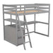 Twin Size Loft Bed with Desk and Shelves, Two Built - in Drawers - Gear Elevation