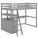 Twin - Size Loft Bed with Desk and Shelves, Two Built - in Drawers - Gear Elevation