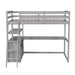 Twin Size Loft Bed with Desk and Shelves, Two Built - in Drawers - Gear Elevation