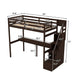 Twin Size Loft Bed with Storage Staircase and Built - in Desk - Gear Elevation