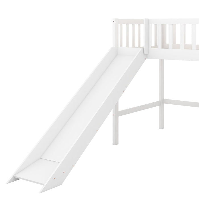 Twin - Size Low Loft Bed with Ladder and Slide - Gear Elevation