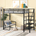 Twin Size Metal Loft Bed with Bench and Storage Staircase - Gear Elevation