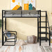 Twin Size Metal Loft Bed with Bench and Storage Staircase - Gear Elevation