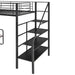 Twin Size Metal Loft Bed with Bench and Storage Staircase - Gear Elevation