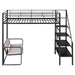 Twin Size Metal Loft Bed with Bench and Storage Staircase - Gear Elevation