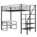 Twin Size Metal Loft Bed with Bench and Storage Staircase - Gear Elevation