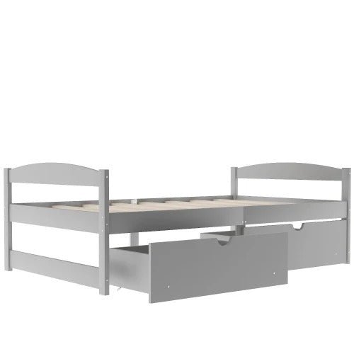 Twin Size Platform Bed, with Two Drawers - Gear Elevation