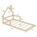 Twin Size Wood Floor Bed with House - shaped Headboard Natural - Gear Elevation