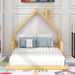 Twin Size Wood Floor Bed with House - shaped Headboard Natural - Gear Elevation