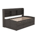 Twin Size Wooden Captain Bed with Built - in Bookshelves, Three Storage Drawers, and Trundle - Gear Elevation