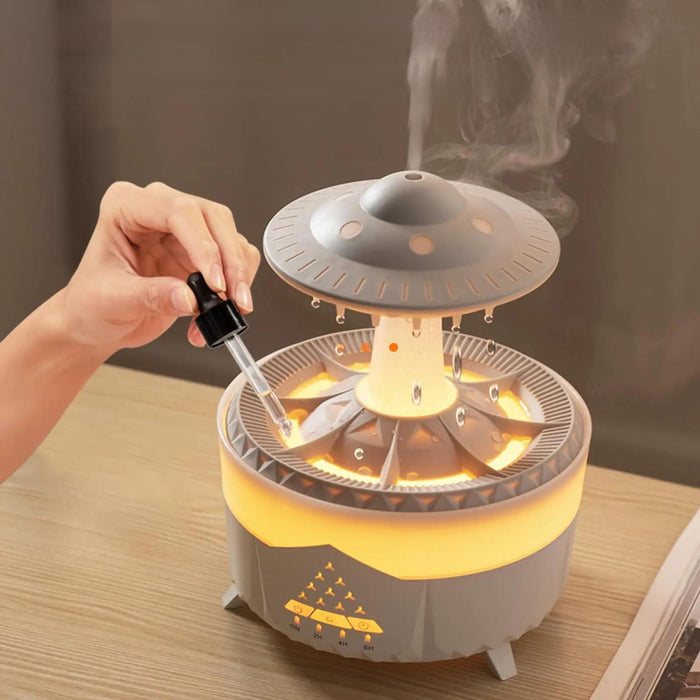 UFO Raindrop Humidifier – 350ML Smart Air Purifier & Essential Oil Diffuser for Soothing, Aromatic Ambiance - Gear Elevation