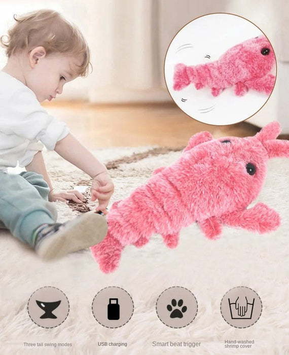 USB Rechargeable Electric Jumping Lobster Toy – Realistic Jumping Shrimp Plush for Endless Pet Entertainment - Gear Elevation