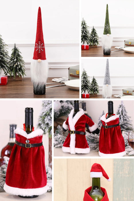 Velvet Christmas Wine Bottle Covers – Stylish Dress Set for Festive Table Décor & Perfect Holiday Gifts - Gear Elevation