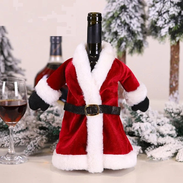 Velvet Christmas Wine Bottle Covers – Stylish Dress Set for Festive Table Décor & Perfect Holiday Gifts - Gear Elevation