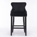 Velvet - padded Wingback Bar Stool with Button - tufted Decoration and Wooden Legs, Chrome Nail Head Decoration, 2 - pcs Set - Gear Elevation