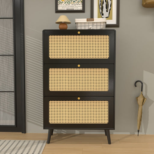 Vine Narrow Shoe Cabinet with 3 Flip Drawers, Independent Shoe Cabinet, Entrance Shoe Cabinet - Gear Elevation