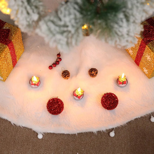 White Faux Fur Christmas Tree Skirt – Elegant Plush Carpet for Holiday Décor & New Year Charm - Gear Elevation