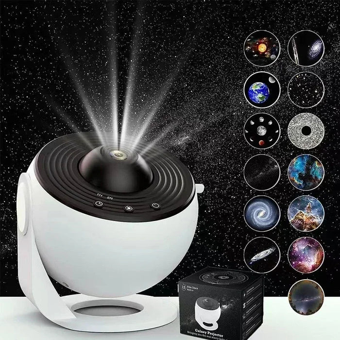 LED Galaxy Starry Sky Projector – 12-in-1 360° Rotating Night Light for Magical Bedroom, Party Décor, and Relaxing Ambiance for Kids & Adults