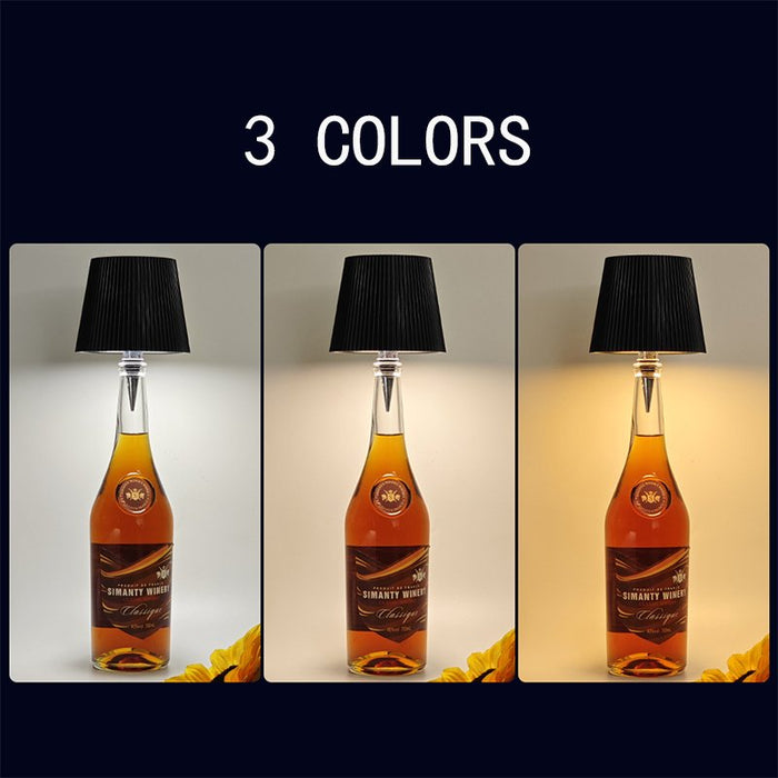 Wine Bottle LED Table Lamp - Rechargeable Touch Control, Atmosphere Night Light - Gear Elevation