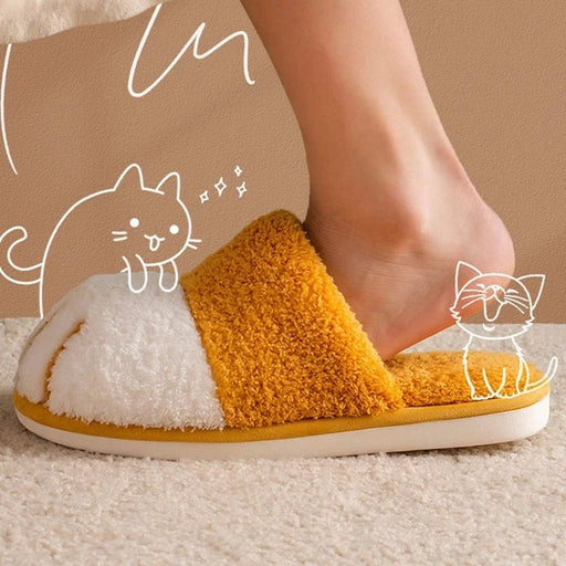 Winter Cat Paw Fur Indoor Slippers – Cozy & Cute Plush, Warm, and Mute Indoor Slides for Women, Perfect for Winter Comfort - Gear Elevation