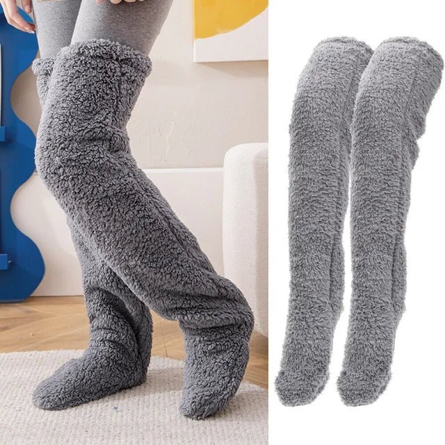 Winter Thigh - High Socks – Fuzzy Over - Knee Boot Stockings with Plush Warmth for Women and Kids at Home or Office - Gear Elevation