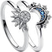 Women Sun and Moon Ring Set – Sparkling Sky Blue Moon & Sun Design, Stackable Engagement Rings for Women - Gear Elevation