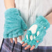 Women's Adorable Cat Paw Plush Mittens – Cozy, Soft, Fingerless Fluffy Gloves - Gear Elevation