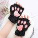 Women's Adorable Cat Paw Plush Mittens – Cozy, Soft, Fingerless Fluffy Gloves - Gear Elevation