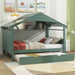 Wood Full Size House Bed with Storage and Twin Size Trundle - Gear Elevation