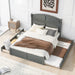 Wood Queen Size Platform Bed with Antique Twin Size Trundle and 2 Drawers - Gear Elevation