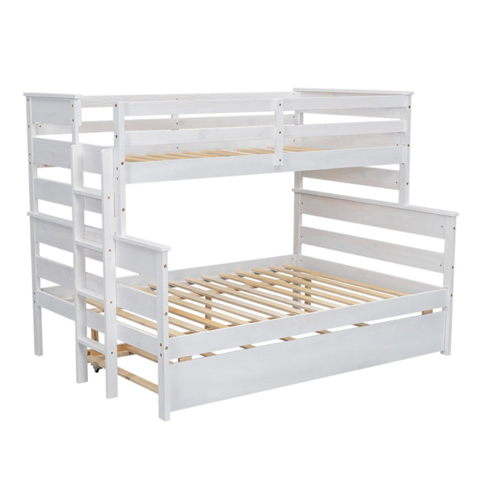 Wood Twin over Full Bunk Bed with Twin Size Trundle - Gear Elevation