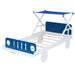 Wood Twin - Size Car Bed with Ceiling Cloth, Headboard, and Footboard - Gear Elevation