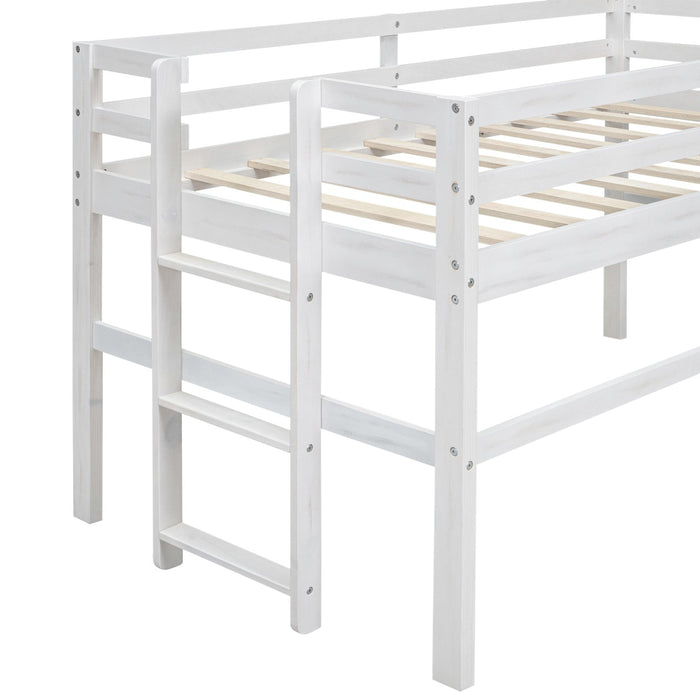 Wood Twin Size Loft Bed with Side Ladder - Gear Elevation