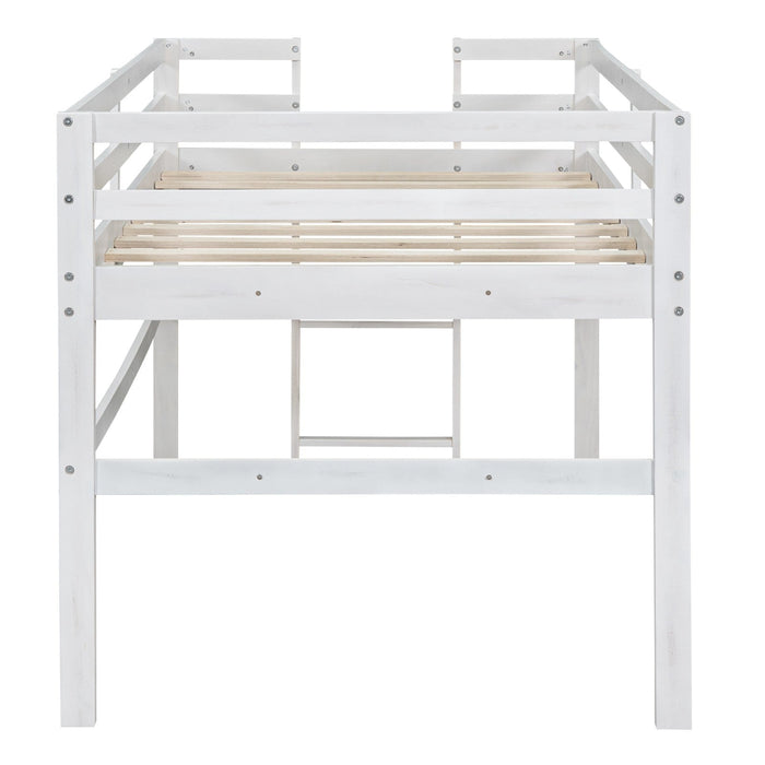 Wood Twin Size Loft Bed with Side Ladder - Gear Elevation