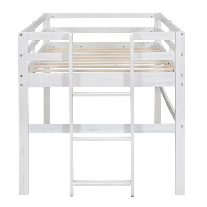 Wood Twin Size Loft Bed with Side Ladder - Gear Elevation