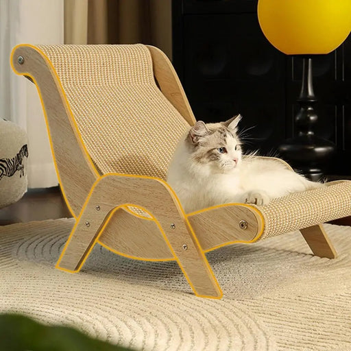 Wooden Cat Lounge Chair – Stylish & Multi - Functional Scratcher for Your Pet, Perfect for Outdoor & Home Relaxation - Gear Elevation