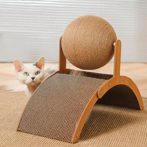 Wooden Cat Scratching Sphere - 2-in-1 Wooden Paw Grinding Toy - Gear Elevation