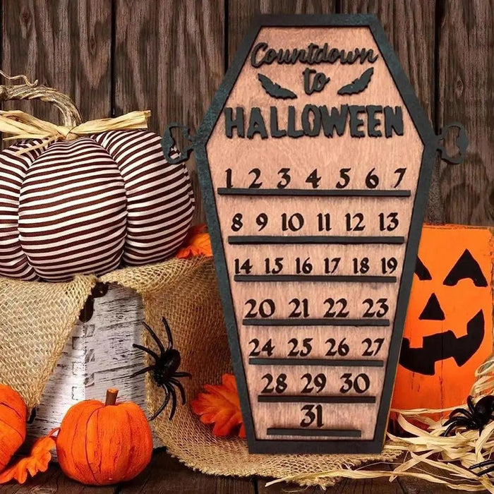 Wooden Halloween Decorative Decorations - Tabletop Wooden Ornament Christmas Countdown Calendar - Gear Elevation