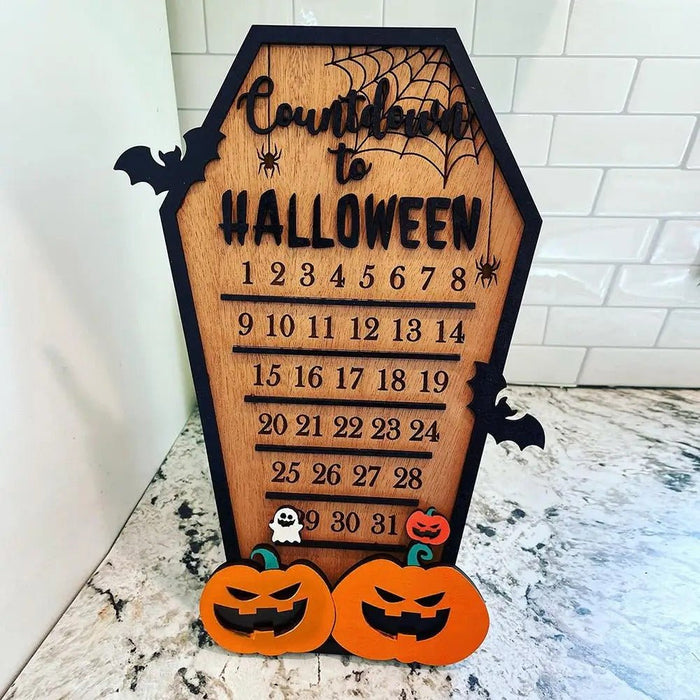 Wooden Halloween Decorative Decorations - Tabletop Wooden Ornament Christmas Countdown Calendar - Gear Elevation