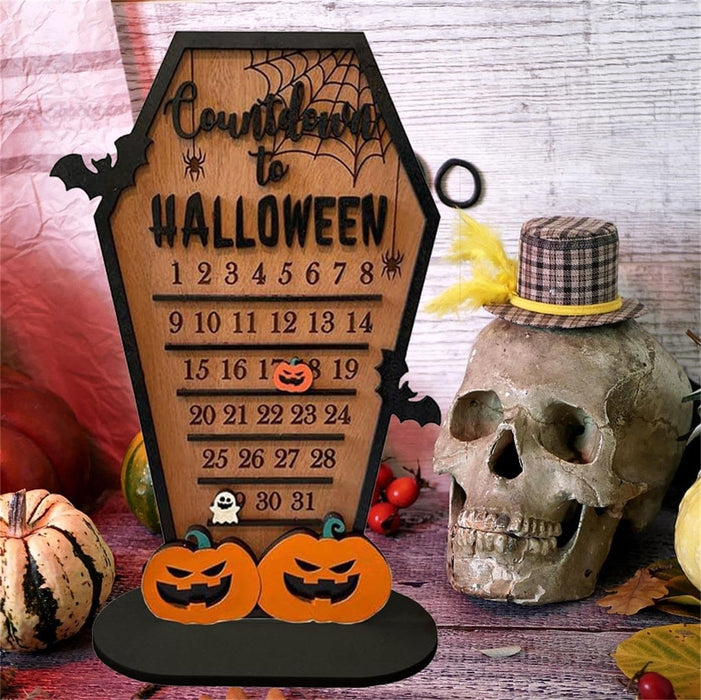 Wooden Halloween Decorative Decorations - Tabletop Wooden Ornament Christmas Countdown Calendar - Gear Elevation