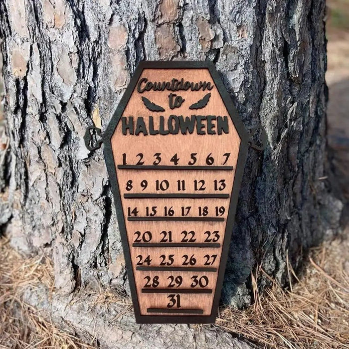 Wooden Halloween Decorative Decorations - Tabletop Wooden Ornament Christmas Countdown Calendar - Gear Elevation